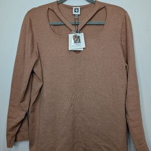 Anne Klein Camel Brown Knit Sweater — Size 1X (NWT)